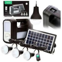 Kit Panel Solar Con Batería Y 3 Bombillos De 3w Usb 5v Radio